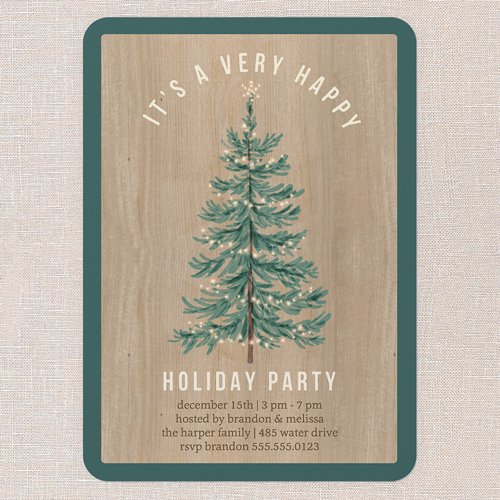 Twinkle Pine Gathering Holiday Invitation, Green, 5x7 Flat, Holiday, Matte, Signature Smooth Cardstock, Rounded, Tropical
