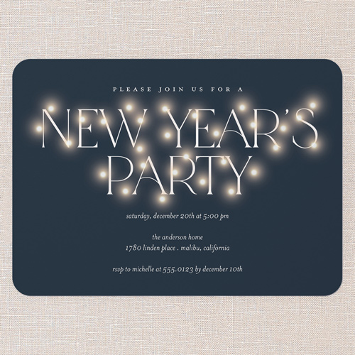 Luminous Gathering Holiday Invitation, White, 5x7 Flat, New Year, 100% Recycled Cardstock , Rounded, White