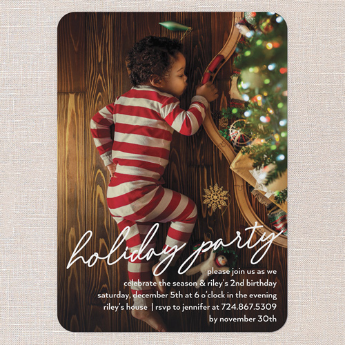 Cozy Moments Holiday Invitation, White, 5x7 Flat, Holiday, Pearl Shimmer Cardstock, Rounded, White