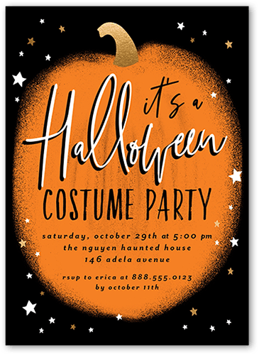 Pumpkin Party Halloween Invitation, Black, 5x7 Flat, Matte, Signature Smooth Cardstock, Square