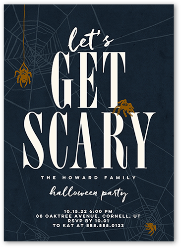 Lets Get Scary Halloween Invitation, Gray, 5x7, Standard Smooth Cardstock, Square