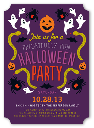 Frightfully Fun Halloween Invitation, Purple, Pearl Shimmer Cardstock, Ticket