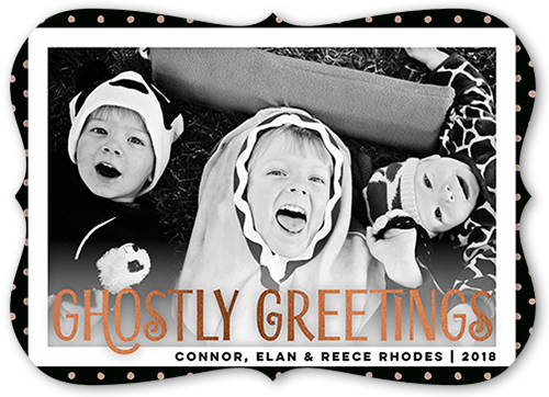 Ghostly Greeting Halloween Card, Black, Pearl Shimmer Cardstock, Bracket