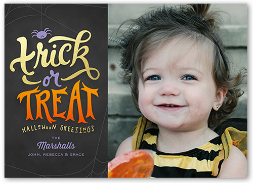 Trick Or Greetings Halloween Card, Gray, Matte, Signature Smooth Cardstock, Square