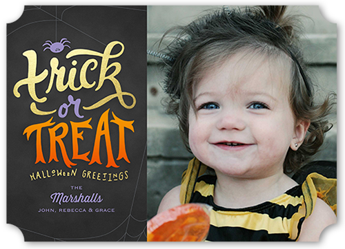 Trick Or Greetings Halloween Card, Gray, Matte, Signature Smooth Cardstock, Ticket