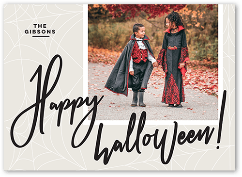 Script Sentiment Halloween Card, Beige, 5x7 Flat, 100% Recycled Cardstock , Square