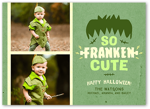 Franken Cute Halloween Card, Square Corners