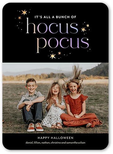 Hocus Pocus Halloween Card, Black, 5x7 Flat, Matte, Signature Smooth Cardstock, Rounded