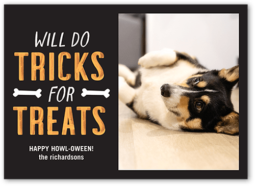 Tricks for Treats Halloween Card, Grey, 5x7 Flat, Matte, Signature Smooth Cardstock, Square