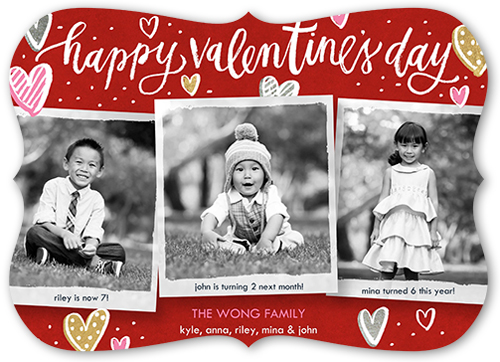 Charming Hearts Valentine's Card, Red, 100% Recycled Cardstock , Bracket