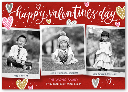 Charming Hearts Valentine's Card, Red, Standard Smooth Cardstock, Square