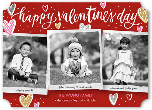 Charming Hearts Valentine's Card, Red, 100% Recycled Cardstock , Ticket