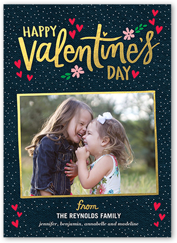 Sparkling Valentine's Valentine's Card, Blue, Luxe Double-Thick Cardstock, Square