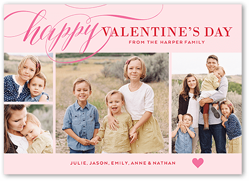 Scripted Romance Valentine's Card, Pink, 100% Recycled Cardstock , Square, Shrimp