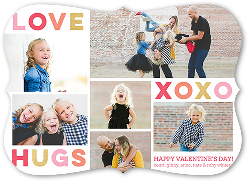 Love and Hugs Valentine's Card, Pink, Pearl Shimmer Cardstock, Bracket