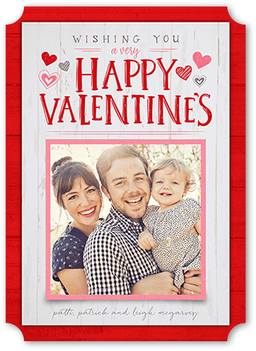 Wishing You Love Valentine's Card, Red, Pearl Shimmer Cardstock, Ticket