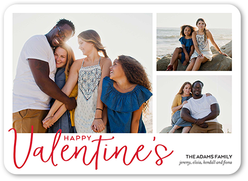 Modern Wishes Valentine's Card, Red, Pearl Shimmer Cardstock, Rounded