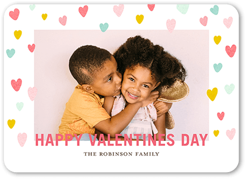Polka Hearted Valentine's Day Card, White, 5x7 Flat, Standard Smooth Cardstock, Rounded