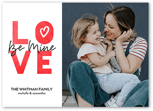 Be My Love Valentine's Day Card, White, 5x7 Flat, Pearl Shimmer Cardstock, Square, White