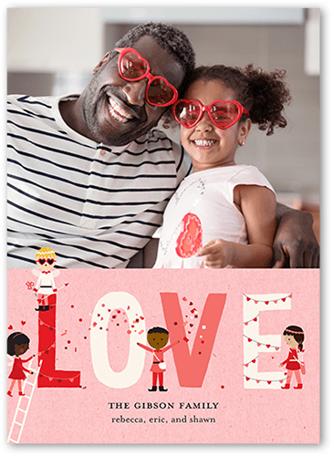 Cupid Decor Valentine's Card, Pink, 5x7 Flat, Matte, Signature Smooth Cardstock, Square