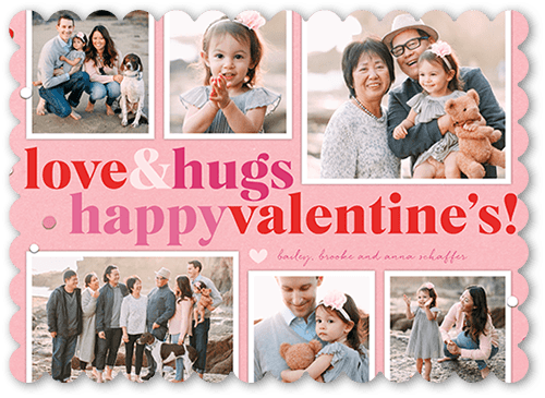 Confetti Hugs Valentine's Card, Pink, 5x7, Matte, Signature Smooth Cardstock, Scallop