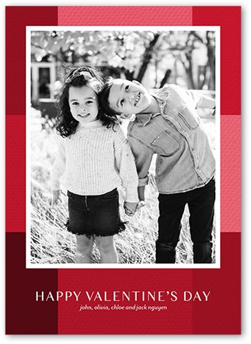 Love Stripes Valentine's Card, Red, 5x7 Flat, Pearl Shimmer Cardstock, Square