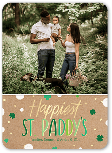 Cute Confetti St. Patrick's Day Card, Beige, 5x7 Flat, 100% Recycled Cardstock , Rounded