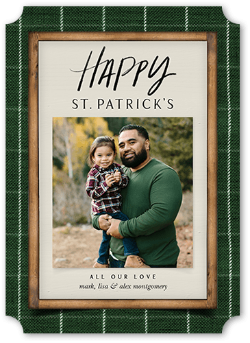 Rustic Tartan St. Patrick's Day Card, Green, 5x7, Pearl Shimmer Cardstock, Ticket