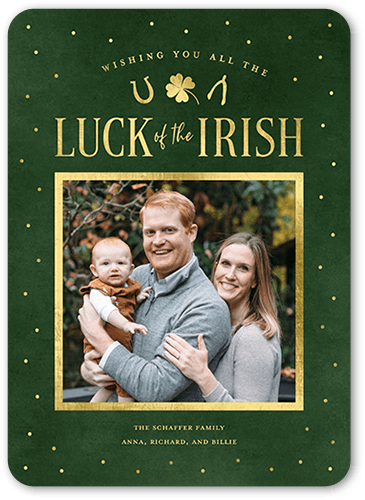 Lucky Frame St. Patrick's Day Card, Green, 5x7 Flat, Standard Smooth Cardstock, Rounded