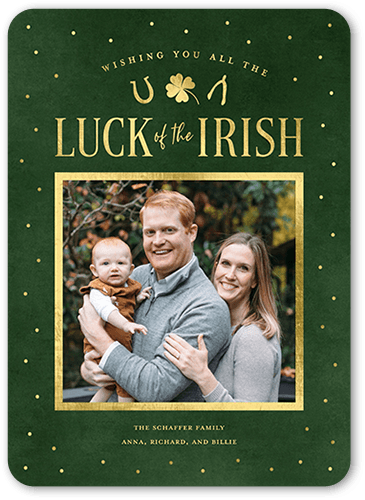 Lucky Frame St. Patrick's Day Card, Green, 5x7 Flat, 100% Recycled Cardstock , Rounded