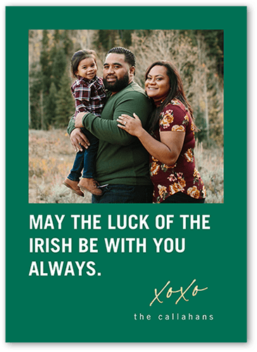 Lucky Sentiment St. Patrick's Day Card, Green, 5x7 Flat, Luxe Double-Thick Cardstock, Square