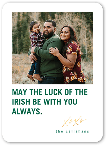 Lucky Sentiment St. Patrick's Day Card, White, 5x7 Flat, Standard Smooth Cardstock, Rounded