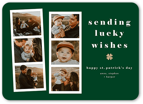 Little Clover St. Patrick's Day Card, Green, 5x7 Flat, Pearl Shimmer Cardstock, Rounded