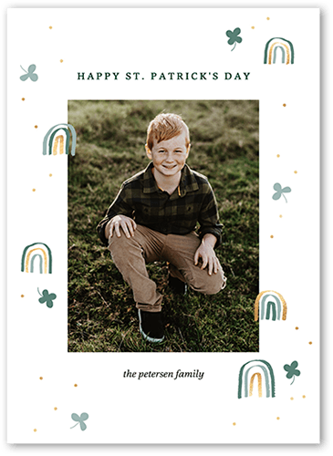 Icon Doodles St. Patrick's Day Card, White, 5x7 Flat, Luxe Double-Thick Cardstock, Square