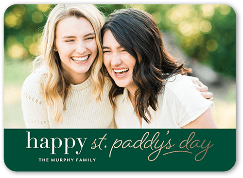 Lucky Script St. Patrick's Day Card, Green, 5x7 Flat, Standard Smooth Cardstock, Rounded, Spruce Green