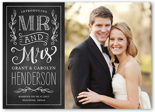Fun Chalkboard Type Wedding Announcement, Black, 100% Recycled Cardstock , Square