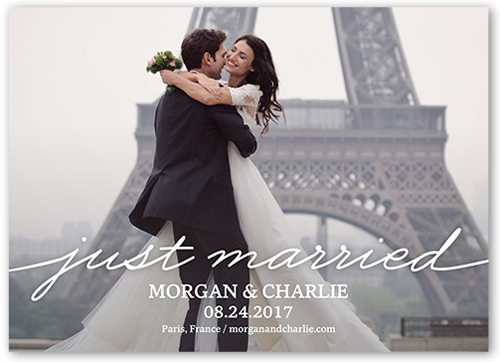 Just Did It Wedding Announcement, White, Luxe Double-Thick Cardstock, Square