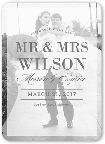 Clean Overlay Wedding Announcement, White, 100% Recycled Cardstock , Rounded