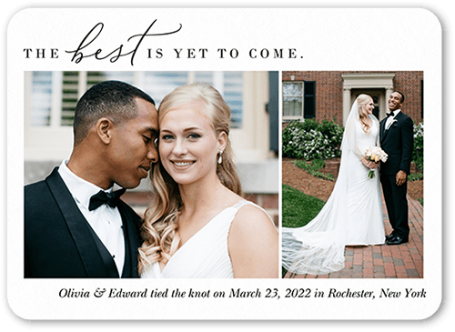 Scripted Best Wedding Announcement, White, 5x7 Flat, 100% Recycled Cardstock , Rounded, White