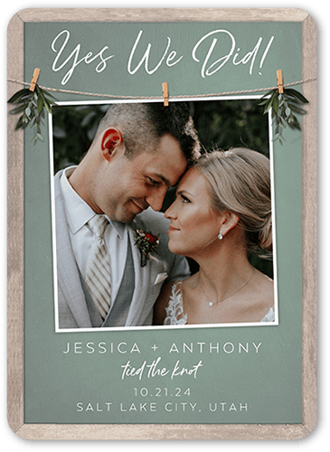 Capture Yes Wedding Announcement, Green, 5x7 Flat, Standard Smooth Cardstock, Rounded