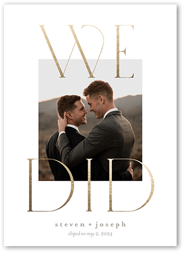 We Wed Wedding Announcement, White, 5x7 Flat, 100% Recycled Cardstock , Square