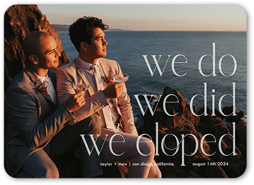 We Do We Did Wedding Announcement, White, 5x7 Flat, Standard Smooth Cardstock, Rounded