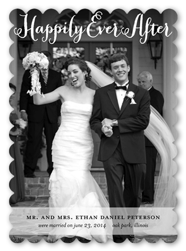 Always Together Wedding Announcement, White, White, Pearl Shimmer Cardstock, Scallop