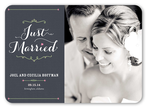 Precious Moments Wedding Announcement, Grey, Standard Smooth Cardstock, Rounded