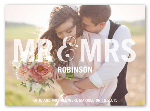 Social Titles Wedding Announcement, White, Matte, Signature Smooth Cardstock, Square