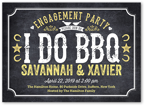 I Do BBQ Engagement Party Invitation, Grey, 5x7 Flat, Luxe Double-Thick Cardstock, Square