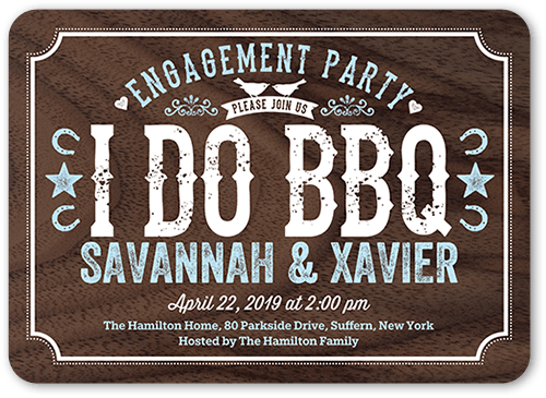 I Do BBQ Engagement Party Invitation, Brown, 5x7 Flat, Standard Smooth Cardstock, Rounded