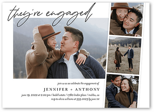 Chosen Filmstrip Engagement Party Invitation, White, 5x7 Flat, 100% Recycled Cardstock , Square