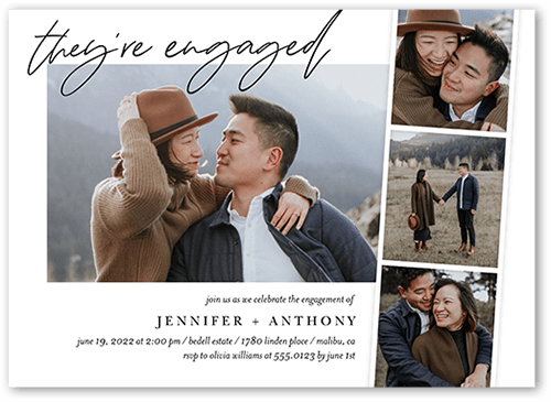 Chosen Filmstrip Engagement Party Invitation, White, 5x7 Flat, Pearl Shimmer Cardstock, Square