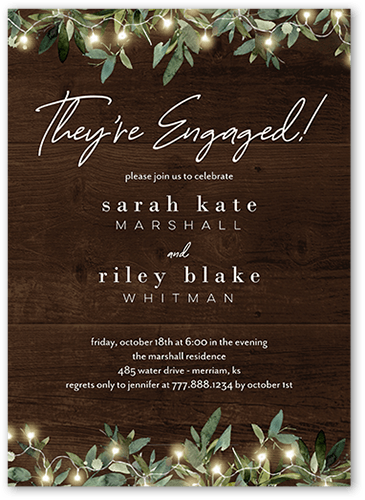 Little Lights Engagement Party Invitation, Brown, 5x7 Flat, Matte, Signature Smooth Cardstock, Square